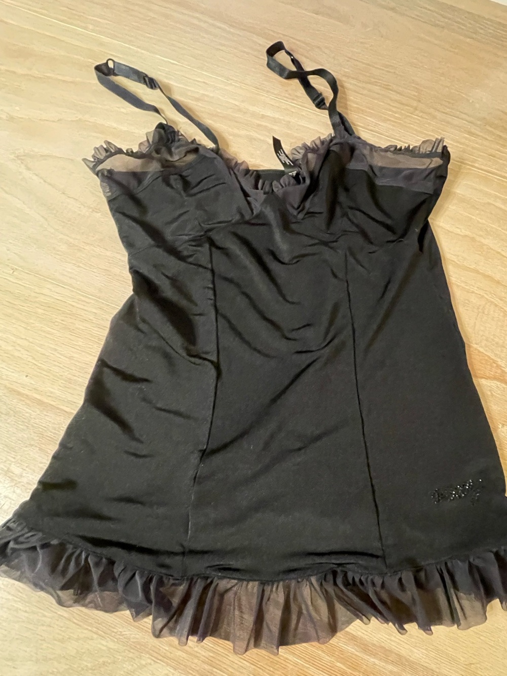 VINTAGE Victoria's Secret Black Ruffle-Trim Lingerie